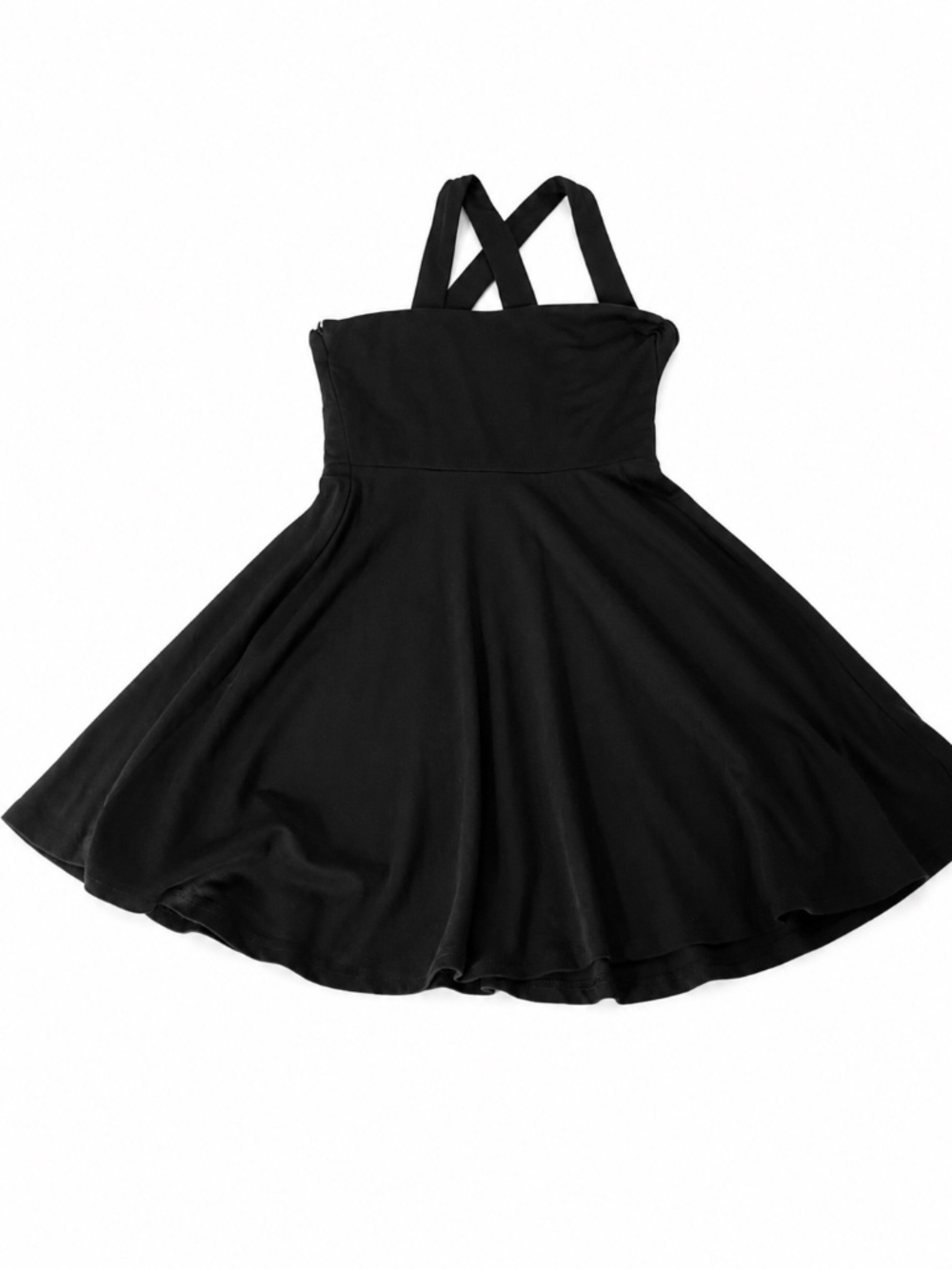 CAMELLIA Black Crisscross Strap Fit & Flare Dress Size S